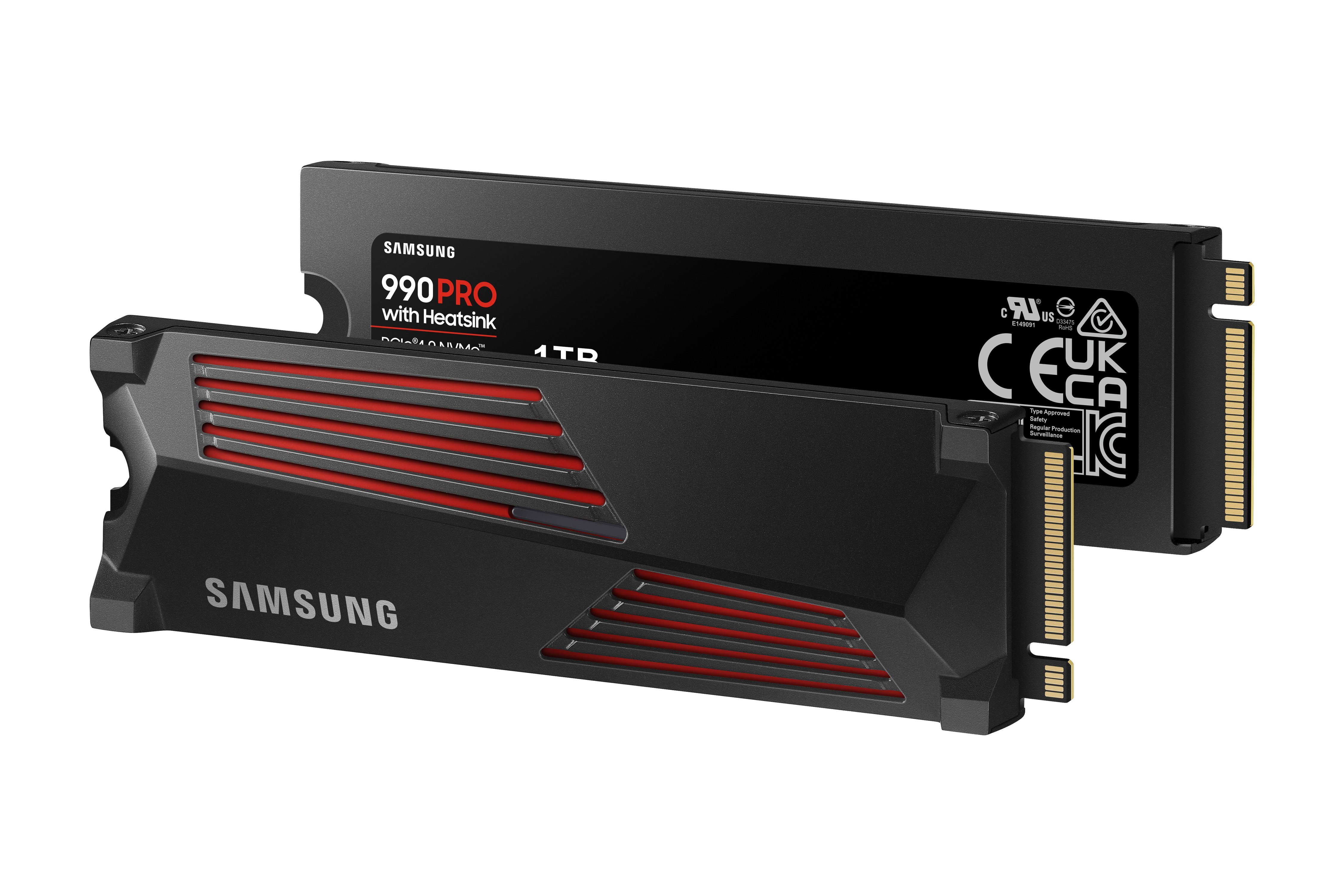 Samsung 990 PRO Heatsink interne SSD (1TB) 7450 MB/S Lesegeschwindigkeit, 6900 MB/S Schreibgeschwindigkeit, mit Kühlkörper