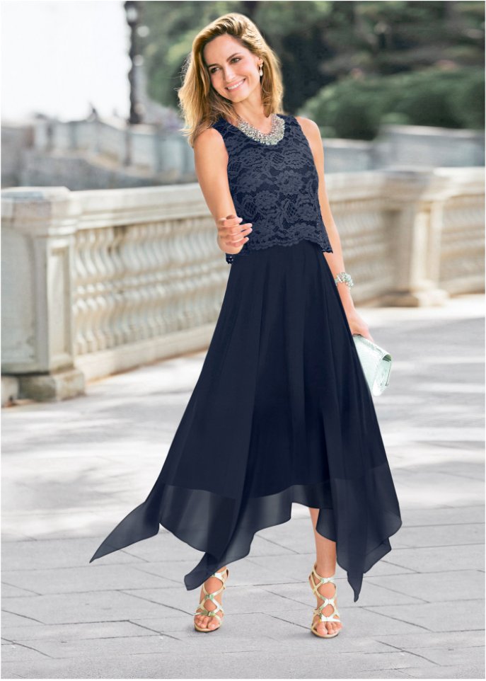Premium Chiffonkleid mit Spitze