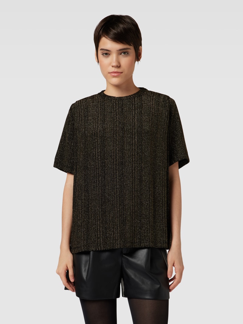 T-Shirt mit Effektgarn Modell 'XLURI' in metallic schwarz