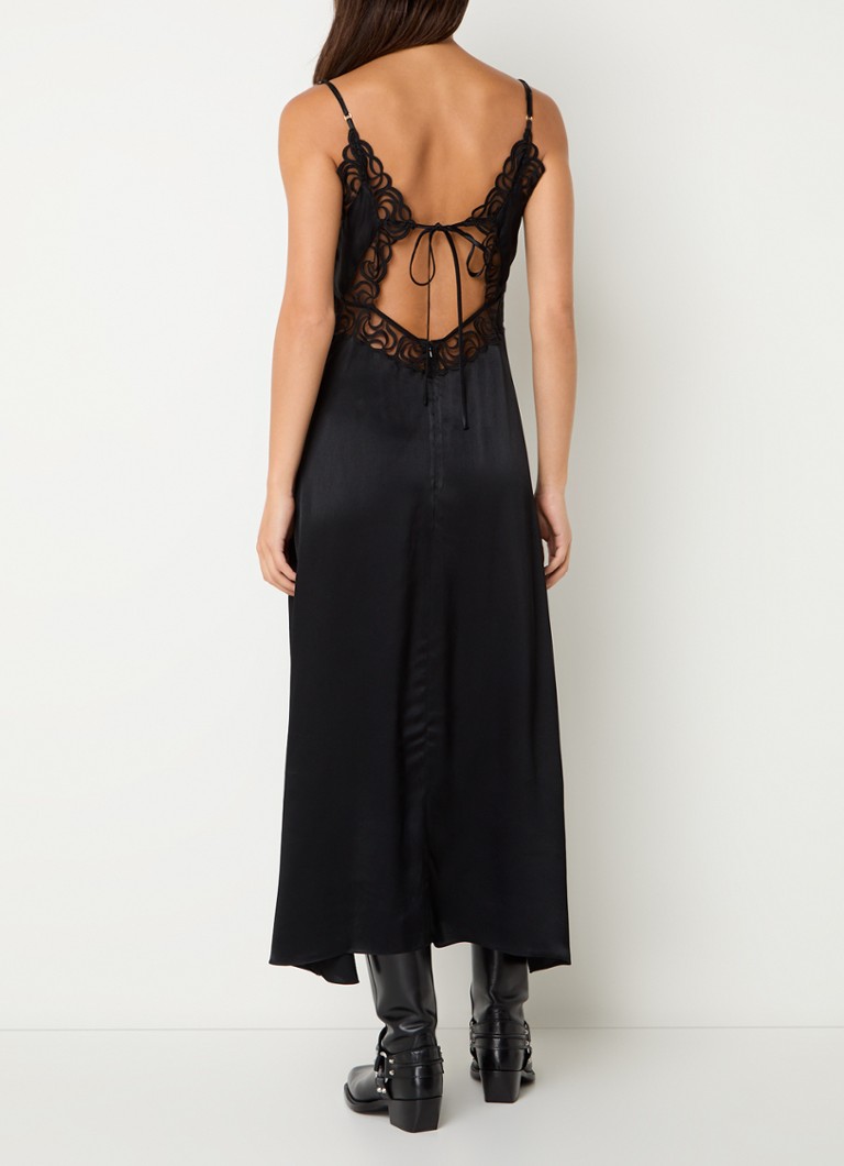 Sandro midi dress with embroidery and backless design