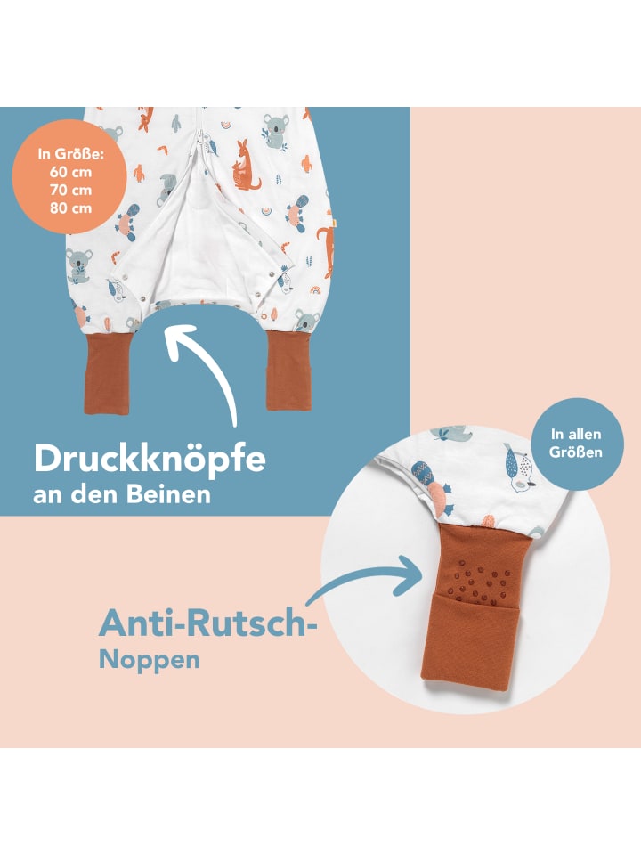 Schlummersack Schlafsack mit Füßen und umklappbaren Bündchen 1.0 TOG in Braun günstig kaufen