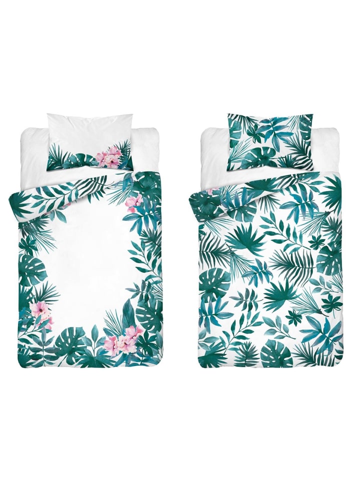 Carpe Sonno Wende-Bettwäsche Set Blätter in Mehrfarbig günstig kaufen 100 x 135 cm   40 x 60 cm