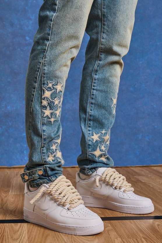 Tall Slim-Fit Jeans mit PU-Applikation