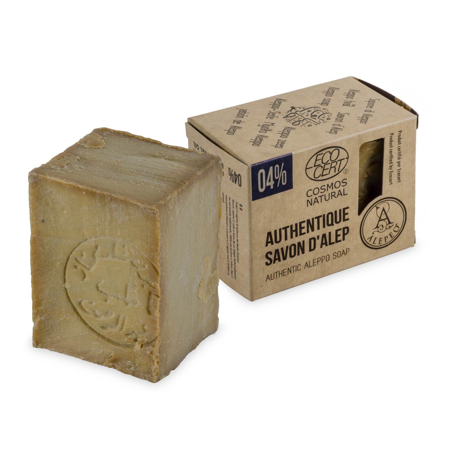 yayago Seifen-Set yayago Aleppo Seife Alepeo Soap vegan ca. 190g mit 96% Olivenöl und 4% Lorbeeröl, die Handseife / Körperseife und Haarseife, die traditionell seit über 1300 Jahren hergestellt wird, zeichnet sich durch einen dezent exotischen Duft a