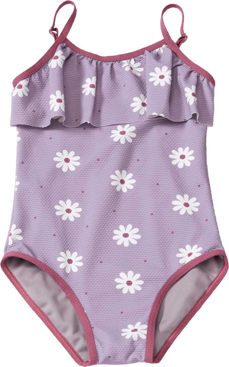 Badeanzug mit Blumen-Muster, lila, Gr. 110/116, 1 St