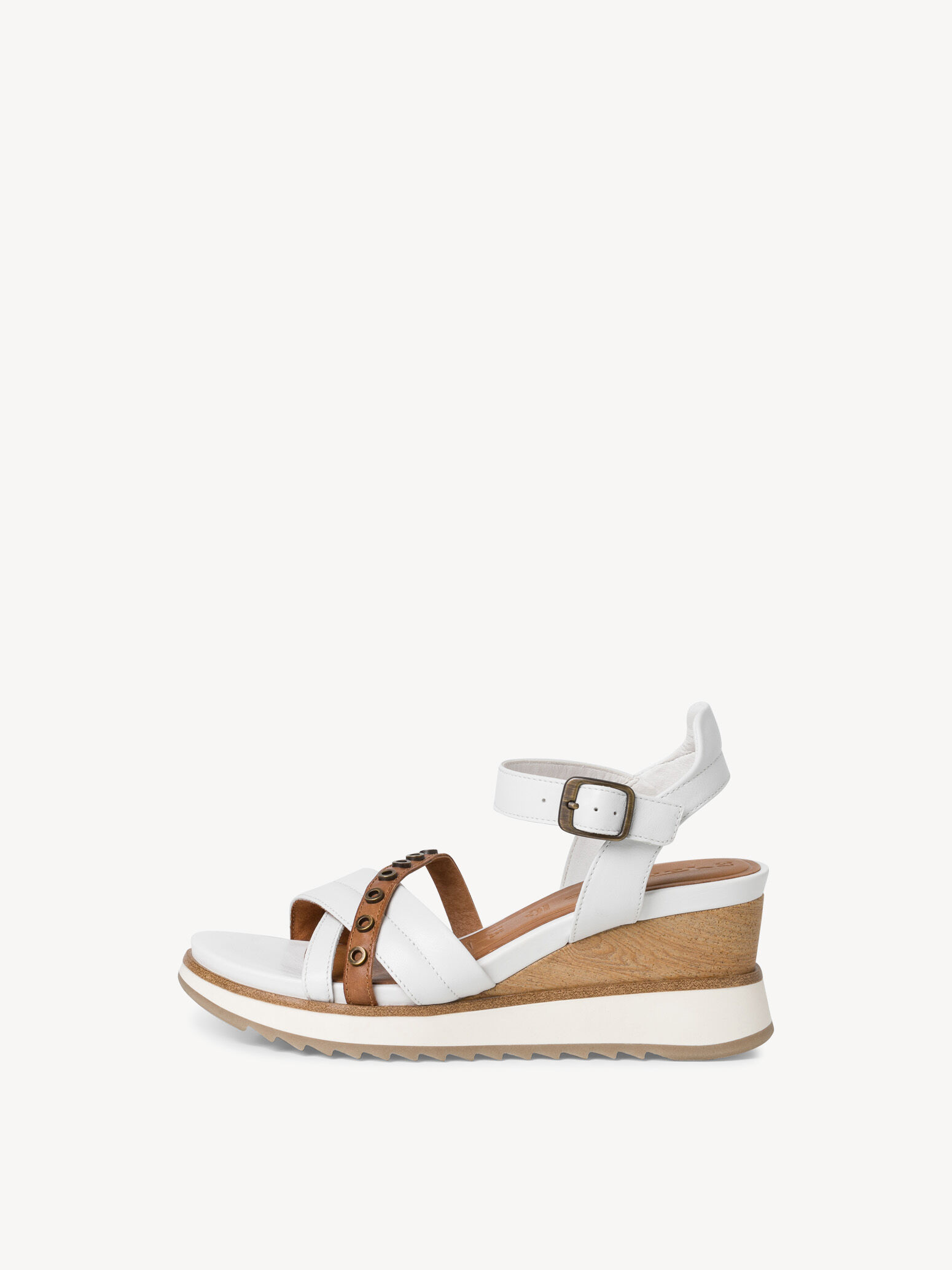 Sandale à talon en cuir - blanc