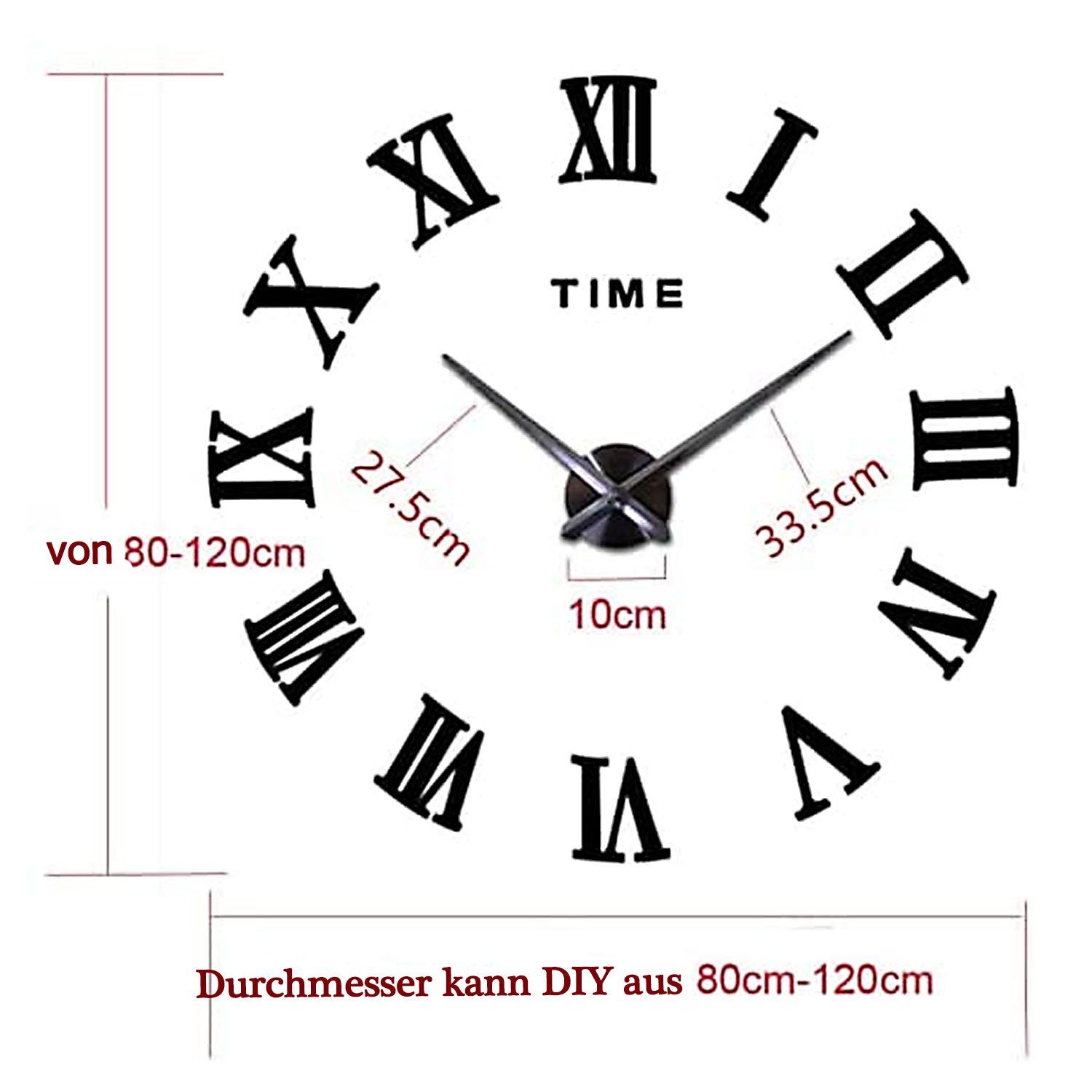 zggzerg Wanduhr 3D Rahmenlos Römische Wanduhren, Moderne DIY, Dekoration Geschenk