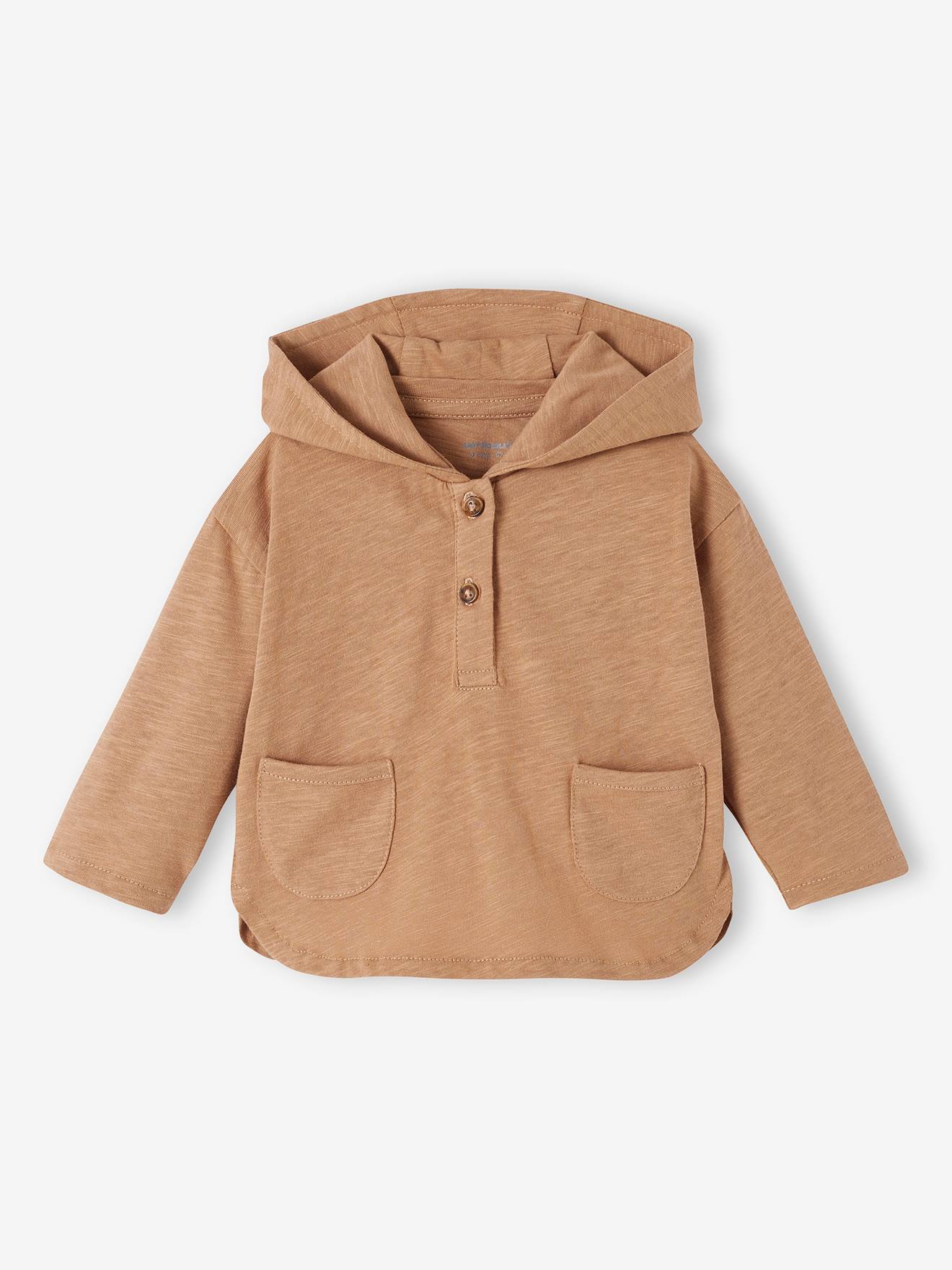 T-shirt à capuche bébé en jersey flammé cappuccino