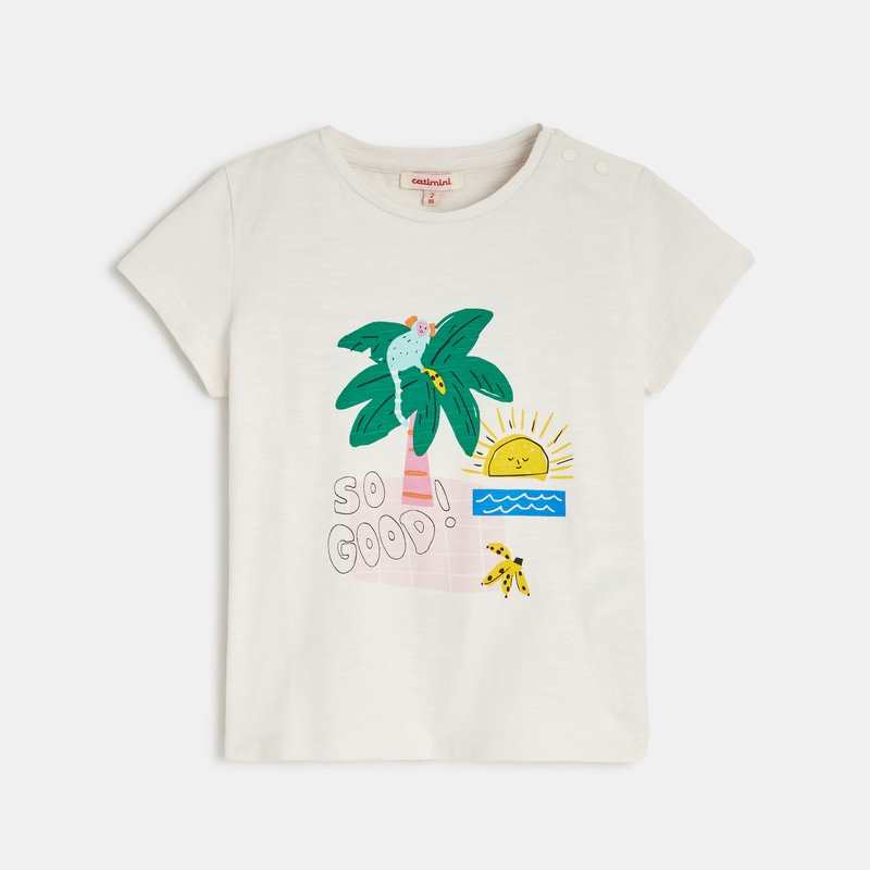 T-shirt bébé fille blanc imprimé exotique Catimini