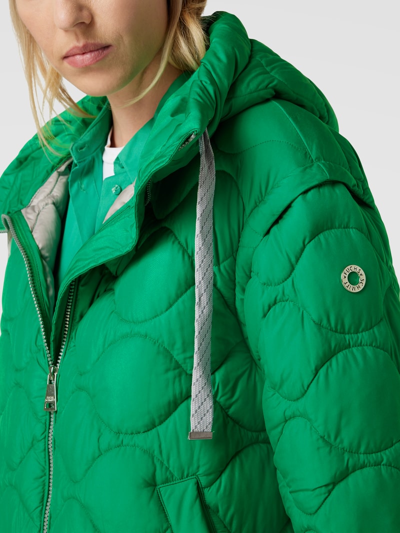 Steppjacke mit Strukturmuster in smaragdgrün