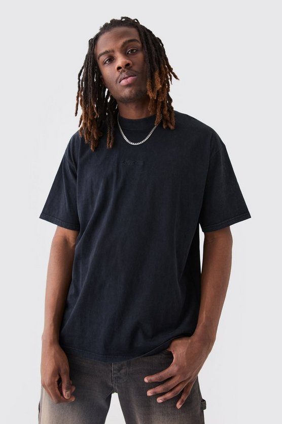 Man Oversize T-Shirt mit Acid-Waschung