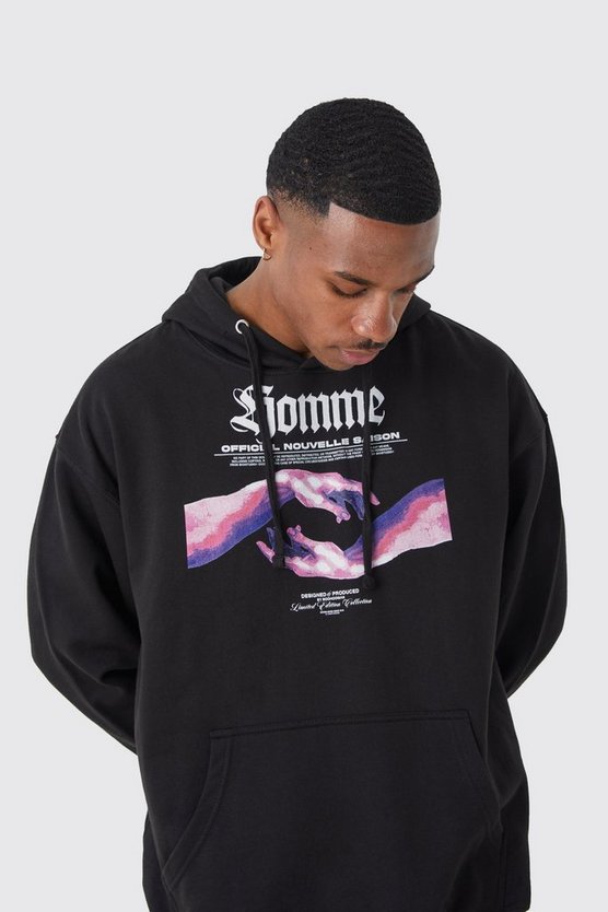 Oversize Hoodie mit Homme Print