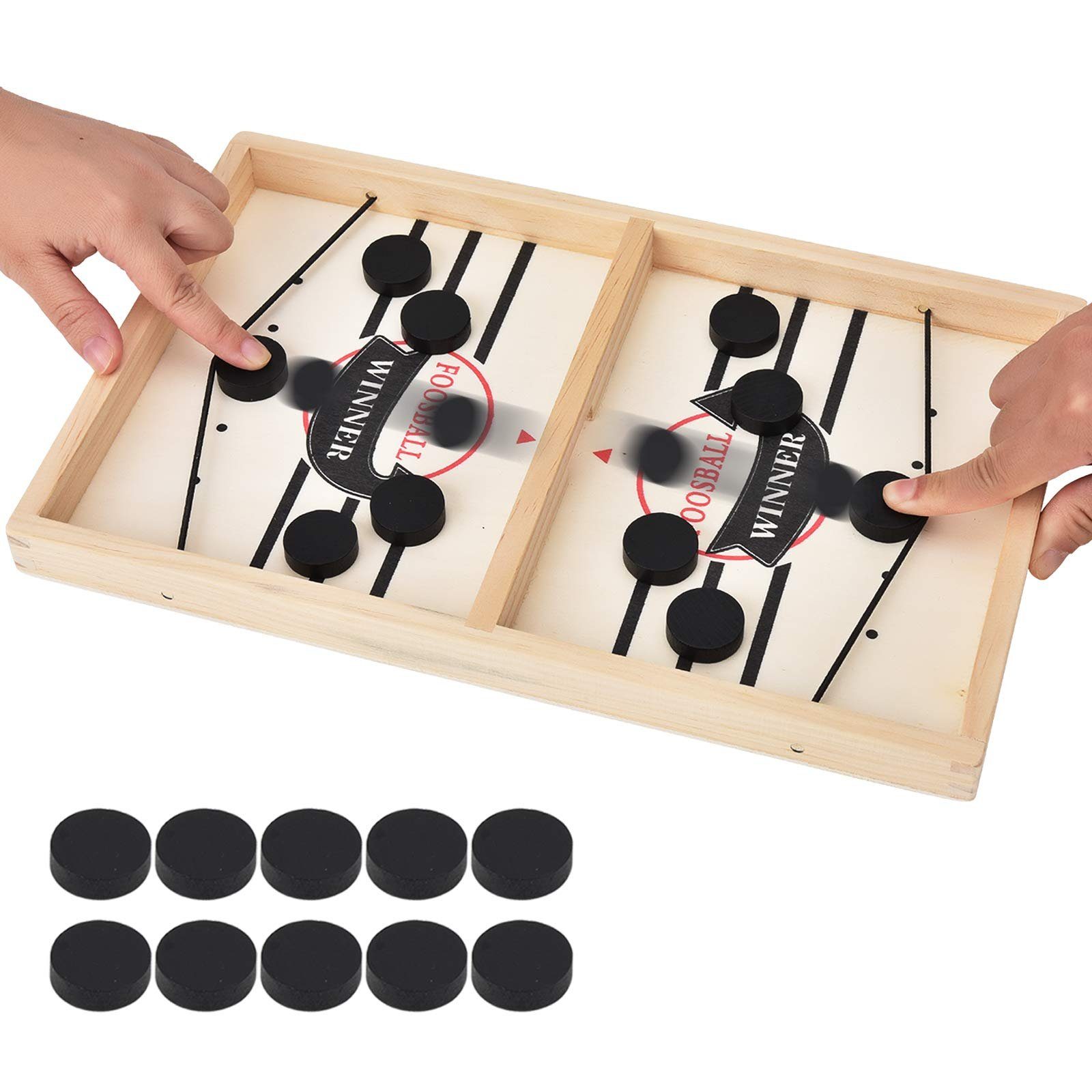 SOTOR Air-Hockeytisch, (Air-Hockeytisch Hockey Brettspiel, Holz Schnell Sling Puck Match-Spiel, Bouncing Brettspiel, 2 in1 Interaktion Tischhockey Katapult), Portable Schachbrett-Set Partyspiele Tisch-Desktop-Spiel
