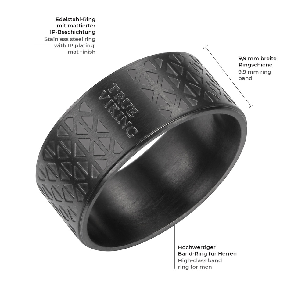 True Rebels Bague en acier inoxydé Acier inoxydable en Noir Bague