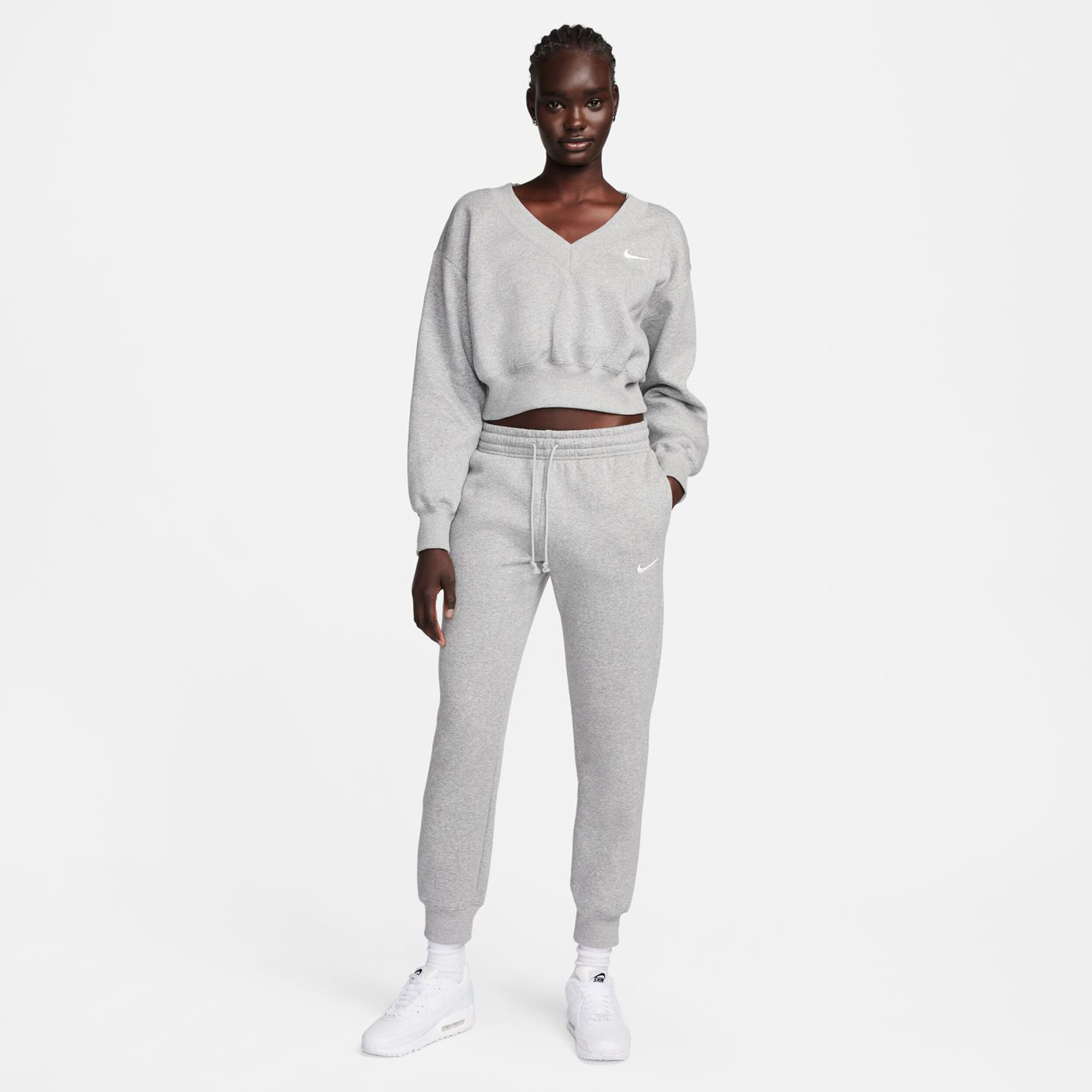 PHNX Fleece Mid-Rise Standard Trainingshose Damen - Hellgrau