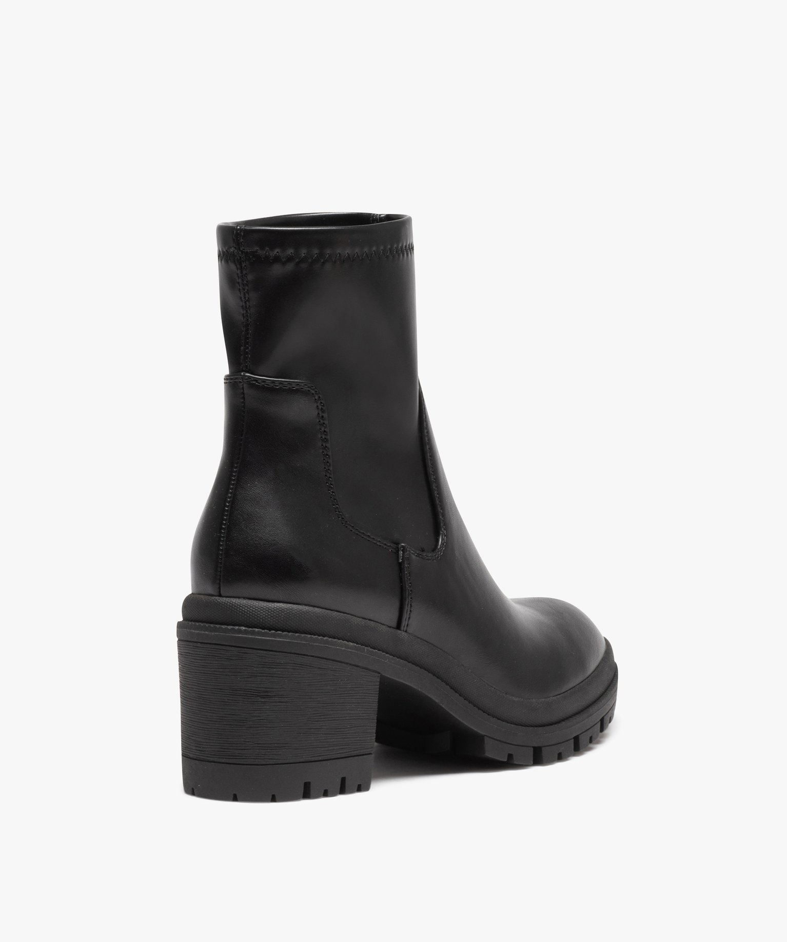 Boots femme unies à talon carré et semelle crantée avec c... noir | GEMO