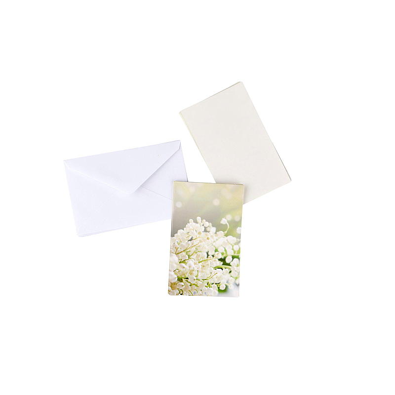 Kort 10-pk enkelt m/konvolutt hvit blomst