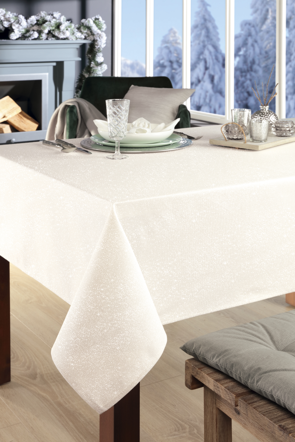 Tischdecke Prag weiß