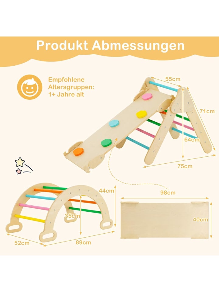 COSTWAY 4 in 1 Kletterdreieck ab 1 Jahre in Bunt günstig kaufen 64 cm