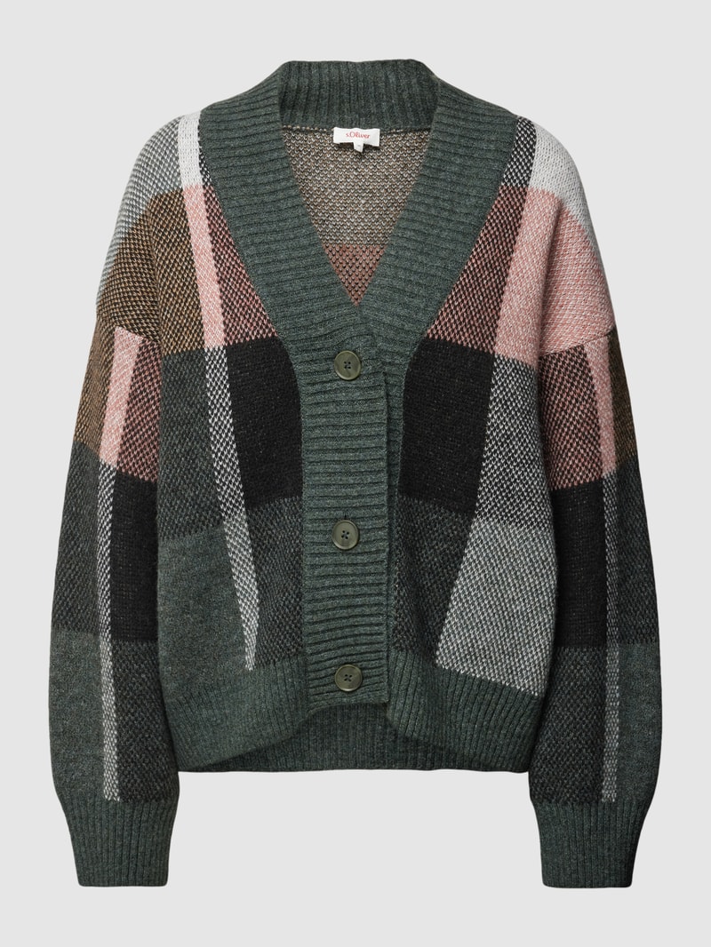 Cardigan mit V-Ausschnitt Modell 'Grandad' in schwarz