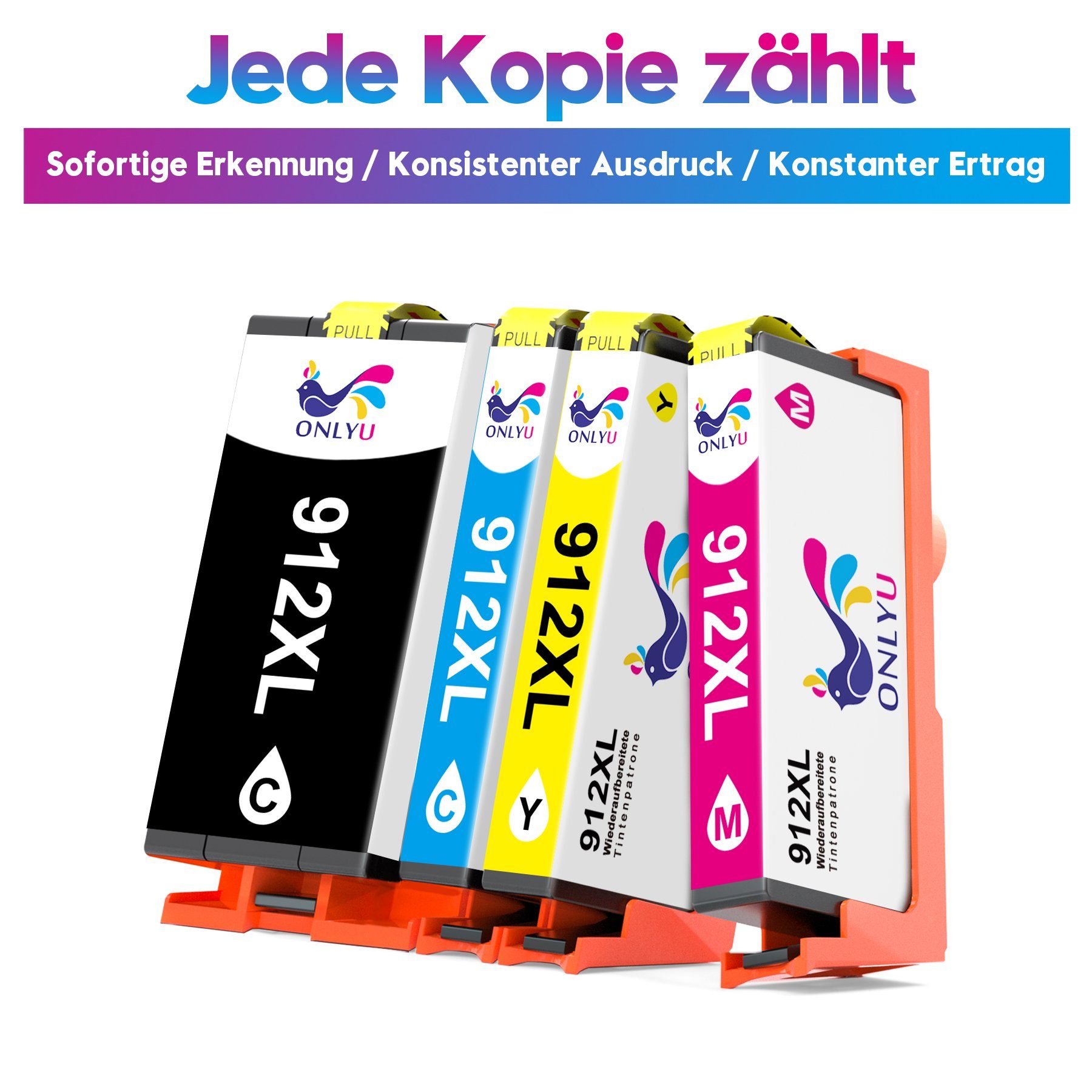 ONLYU für HP 912 912XL XL Multipack OfficeJet Pro 8020 8022 Tintenpatrone