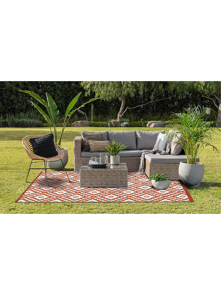 Inkazen Outdoor-Teppich in Terrakotta/ Weiß günstig kaufen