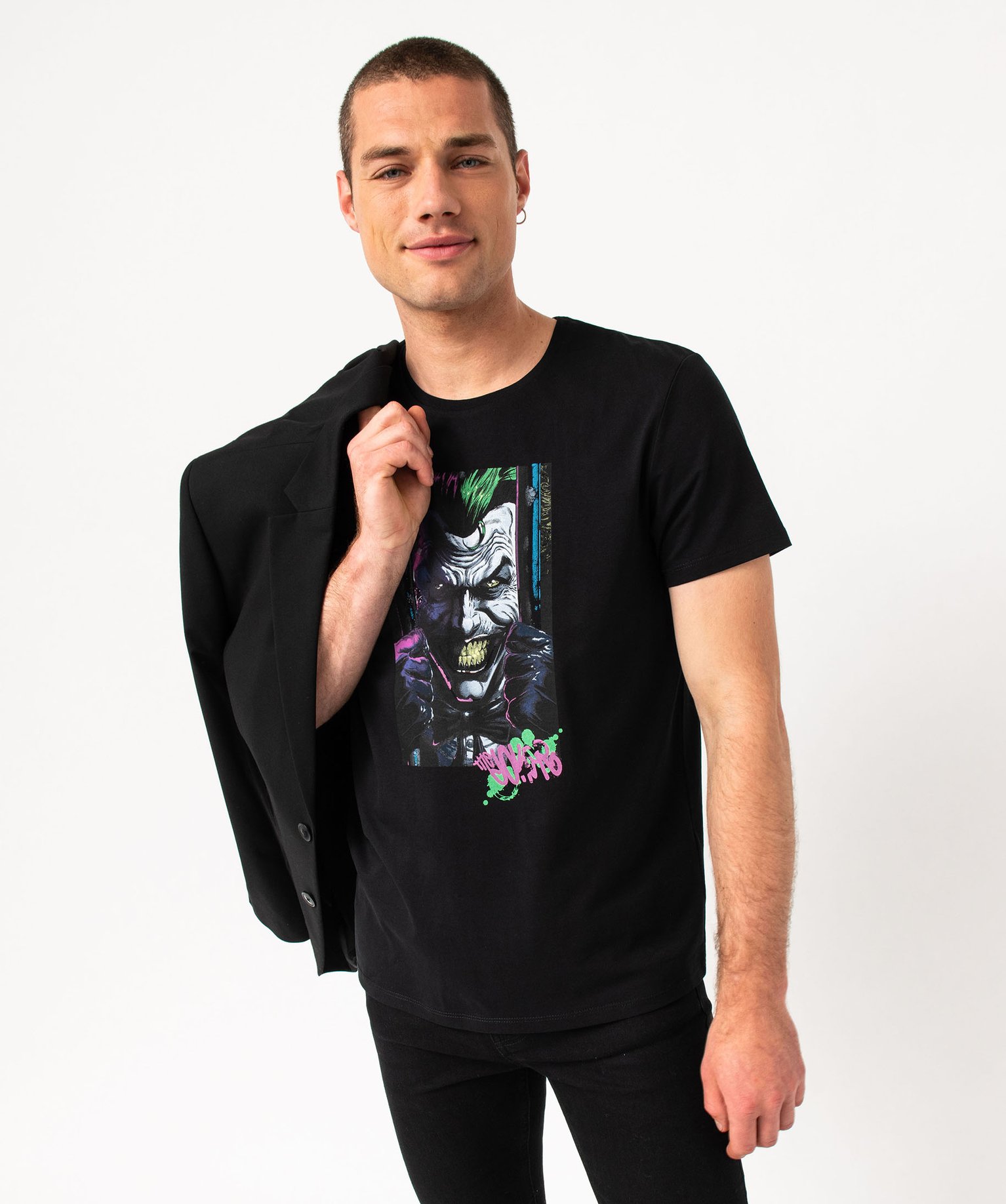 Tee-shirt manches courtes imprimé Le Joker homme - Batman noir | GEMO