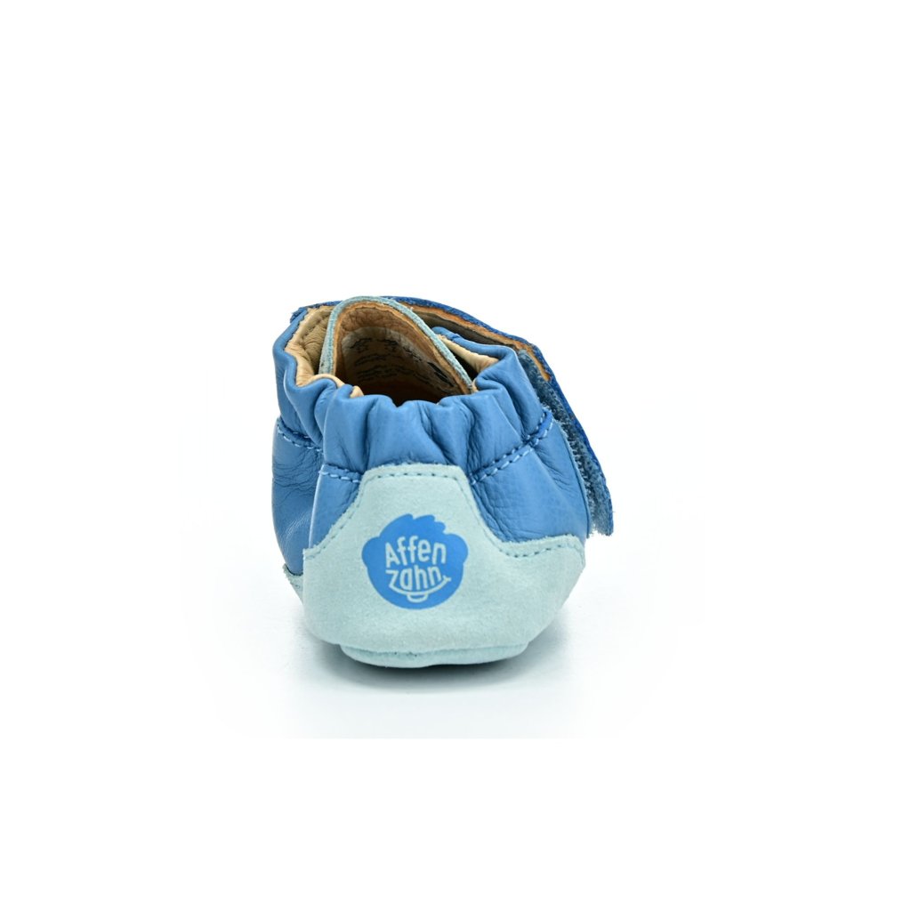 Affenzahn Krabbelschuh Leder Crawly Hai Blau