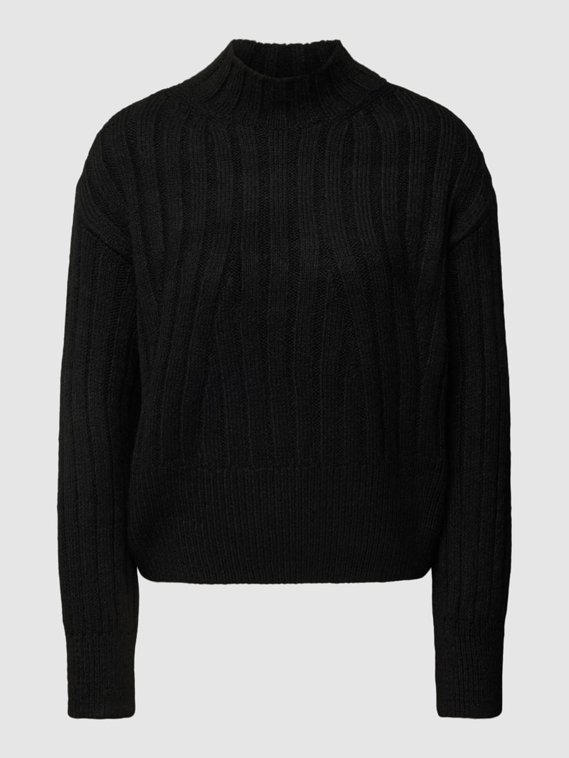 Strickpullover mit Stehkragen Modell 'AGNES' in schwarz