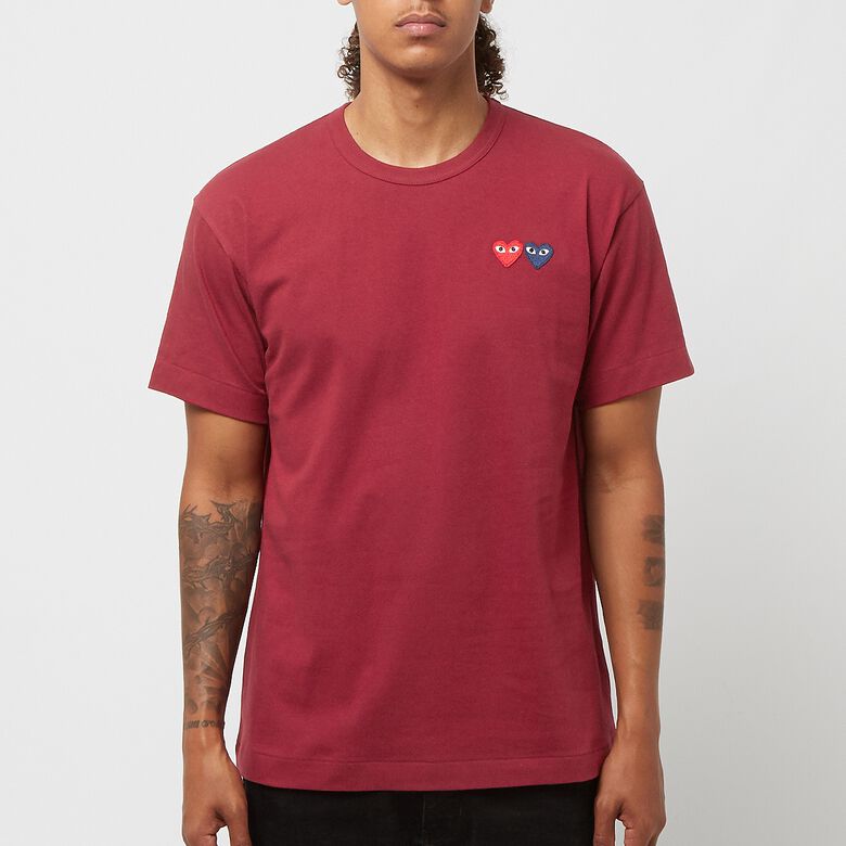 Comme des Garcons Play Play Double Heart T-Shirt burgundy