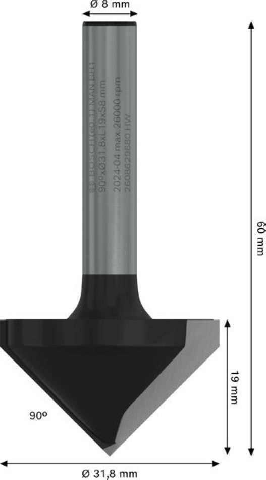 Bosch plavi pribor 2608629680 PRO rezač V-utora 8 mm D1 31,8 90°