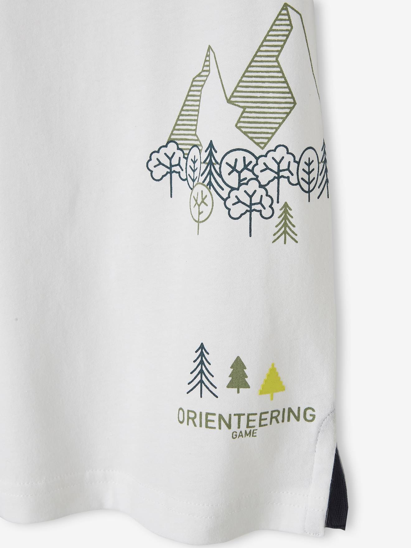 T-shirt ludique interactif géocaching garçon blanc