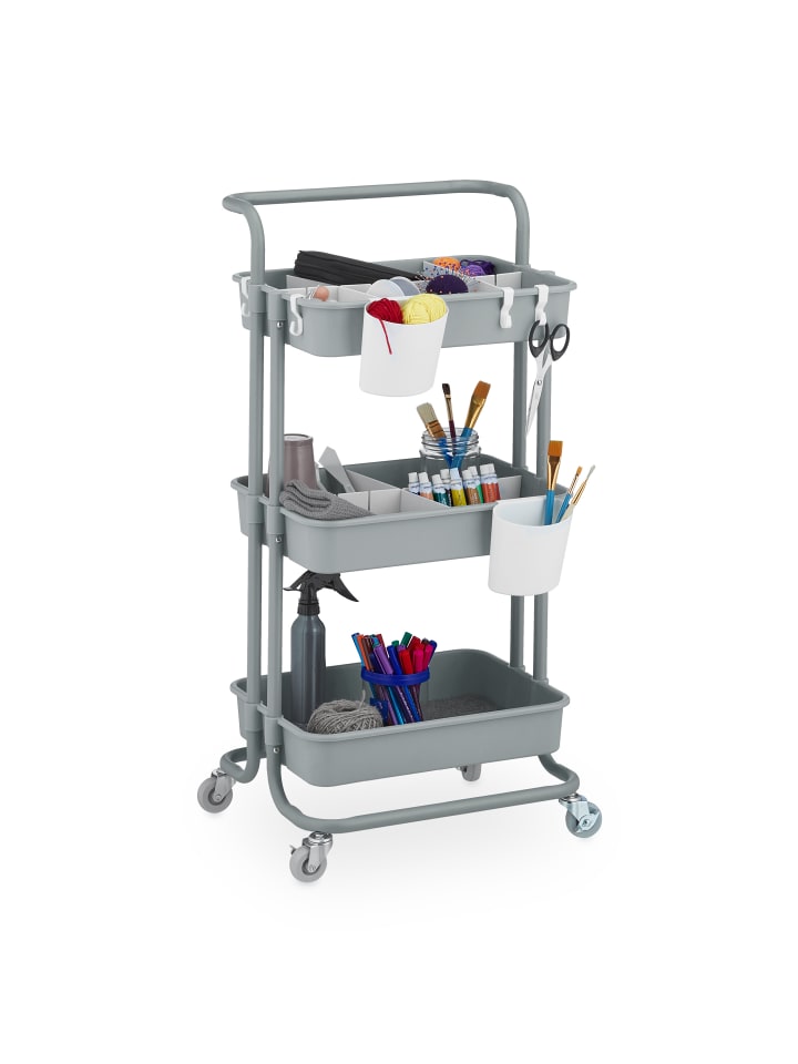 relaxdays Rollwagen in Grau - (B)42,5 x (H)86 x (T)36 cm günstig kaufen onesize