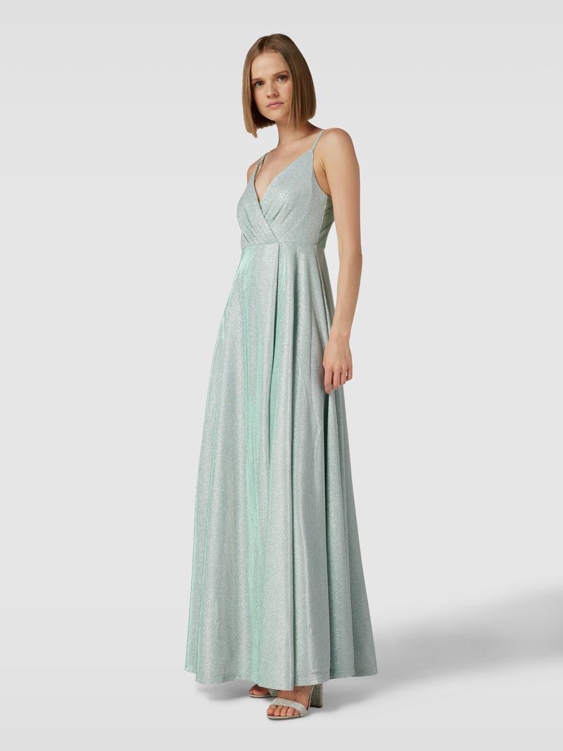 Abendkleid mit Glitzermesh in schilf