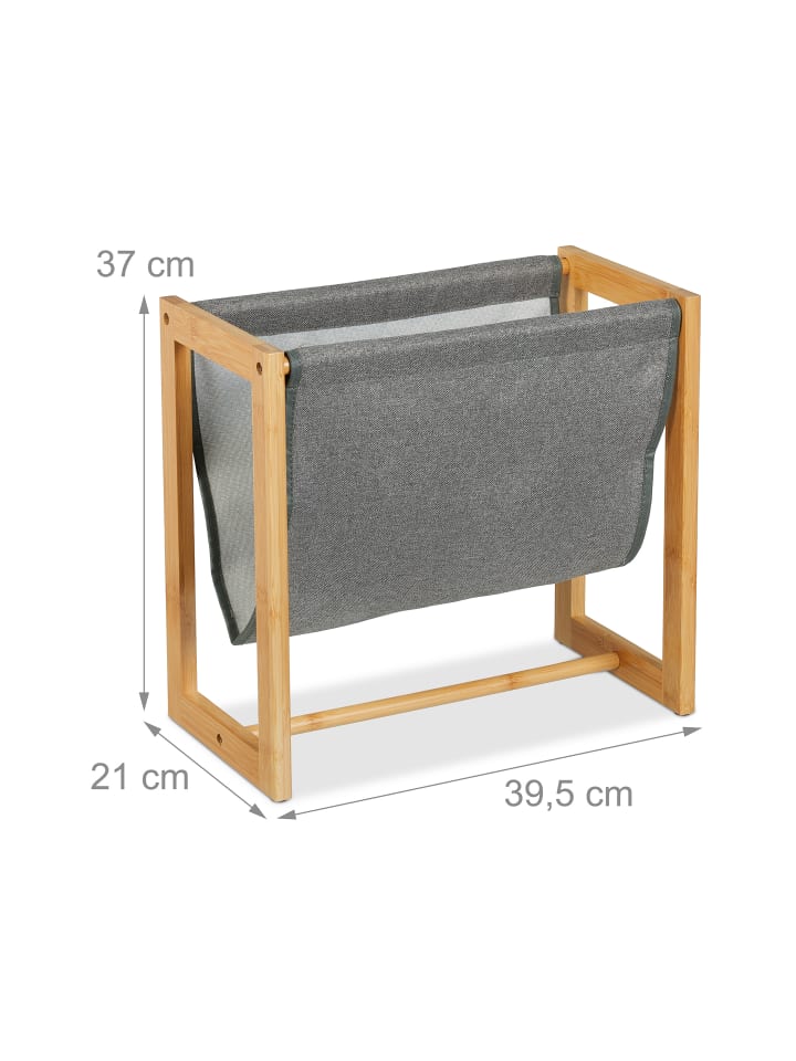 relaxdays Zeitschriftenhalter in Natur/ Grau - (B)39,5 x (H)37 x (T)21 cm günstig kaufen onesize
