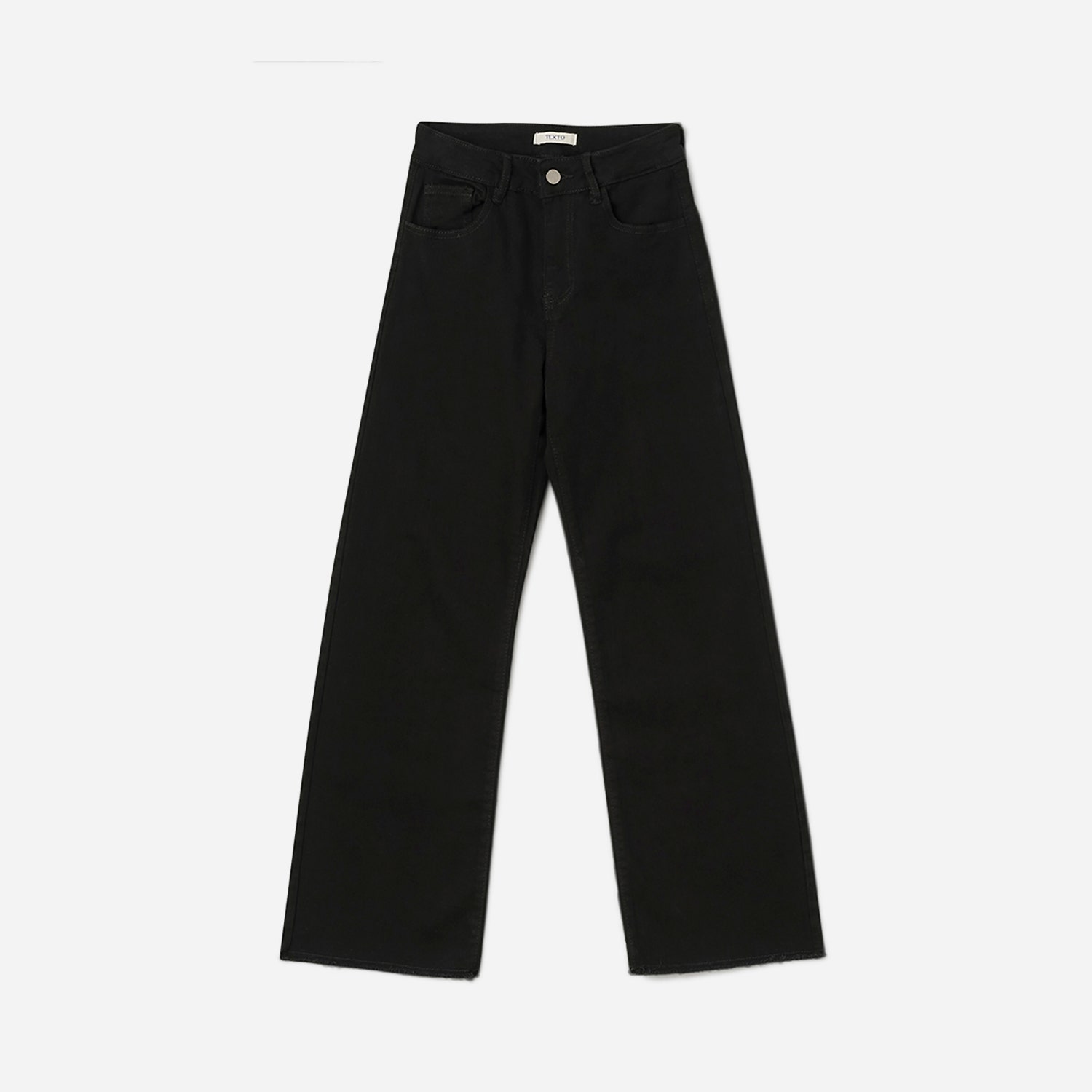 Jean large TEXTO noir bas frangés
