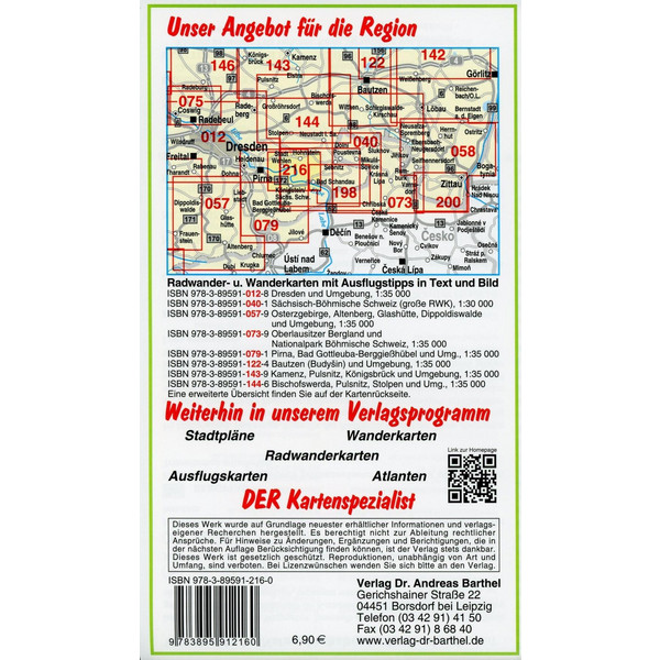 Radwander- und Wanderkarte Königstein, Kurort Rathen und Umgebung 1 : 20 000 - Wanderkarte