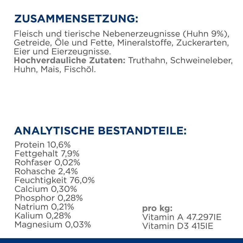 Hill's Aufbau & Rekonvaleszenz Hill's Prescription Diet Urgent Care a/d mit Huhn 24x156g