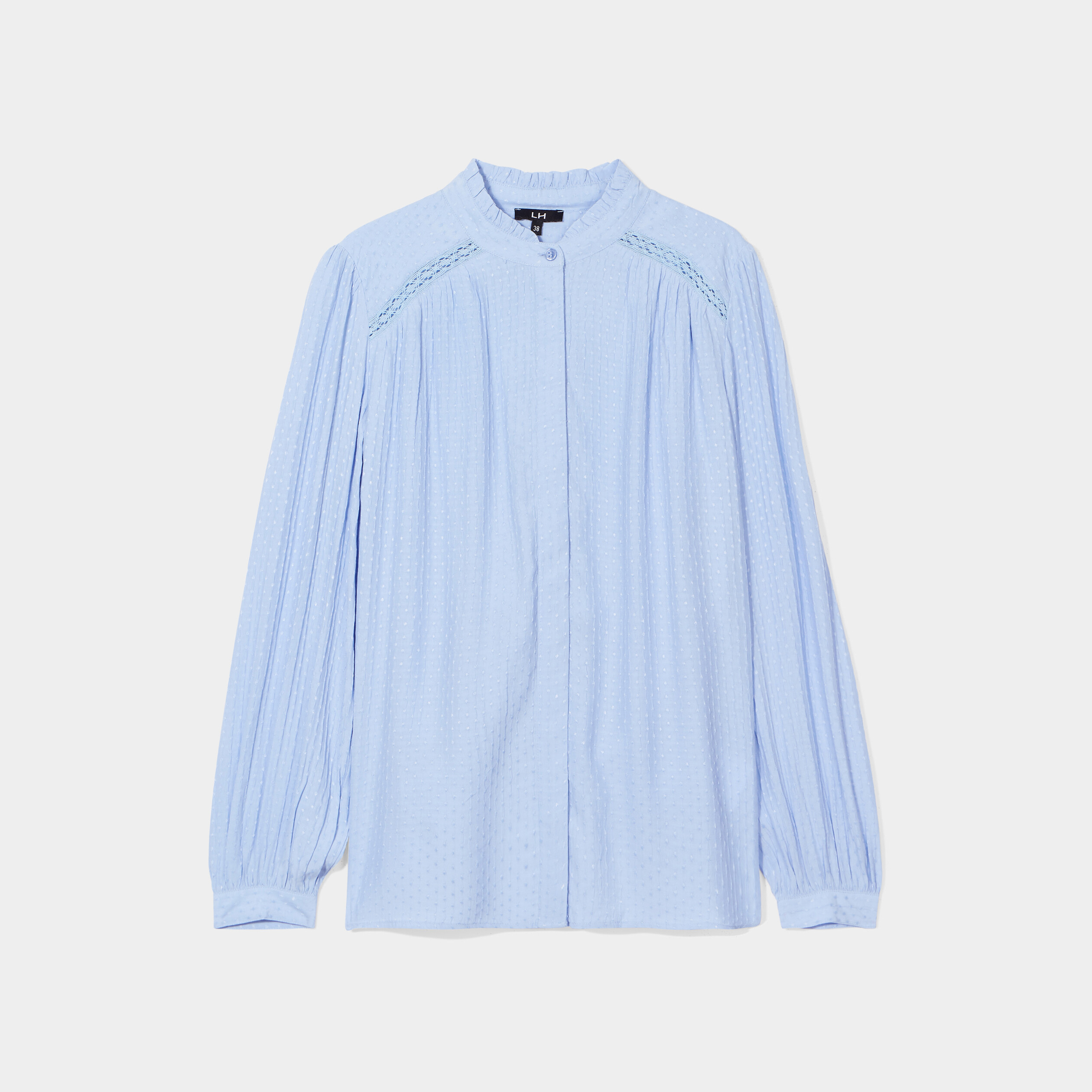 Chemise col mao à plumetis bleu clair femme | La Halle