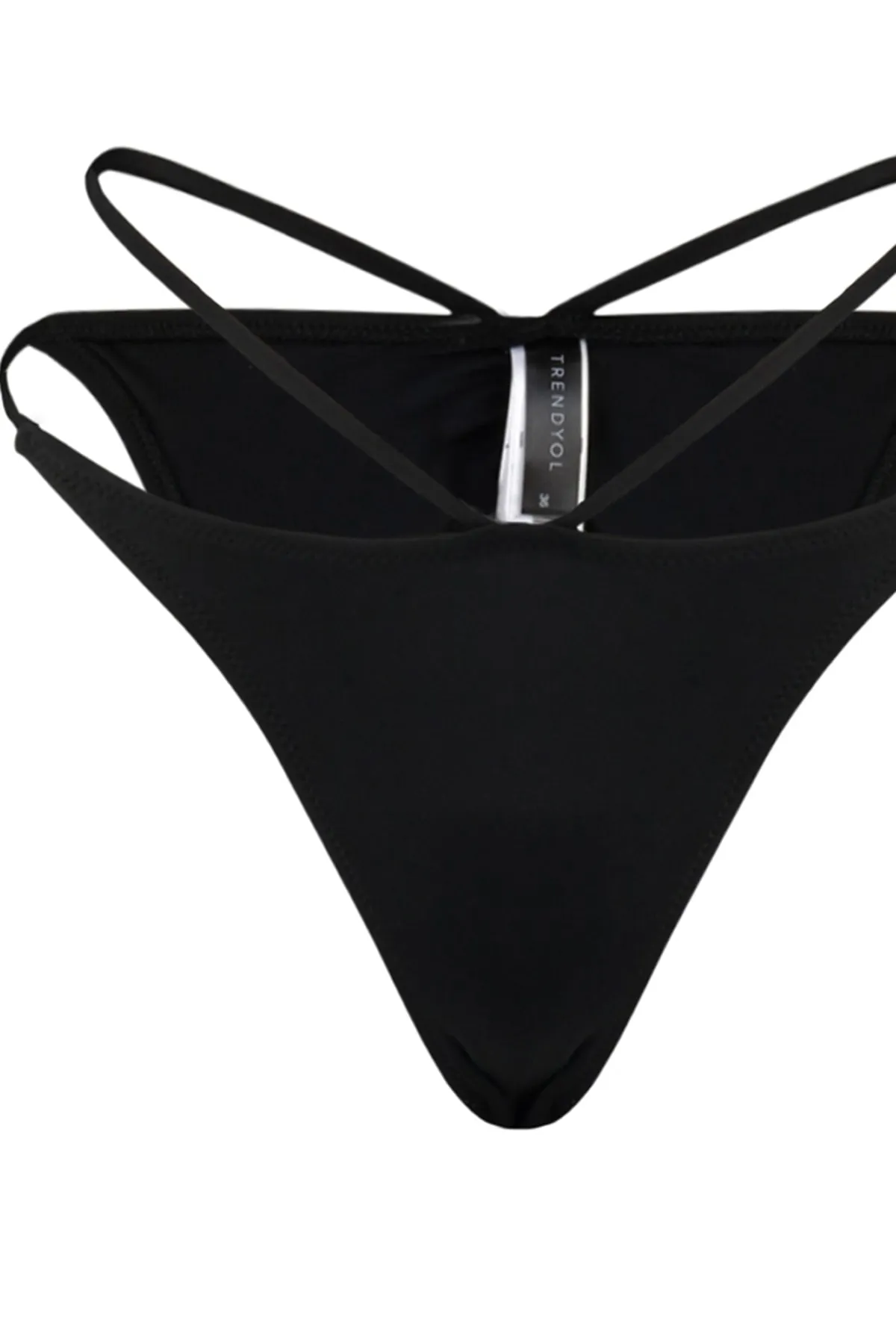 Trendyol Collection  Schwarze, paspelierte brasilianische Bikinihose mit hohem Beinausschnitt TBESS23BA00032