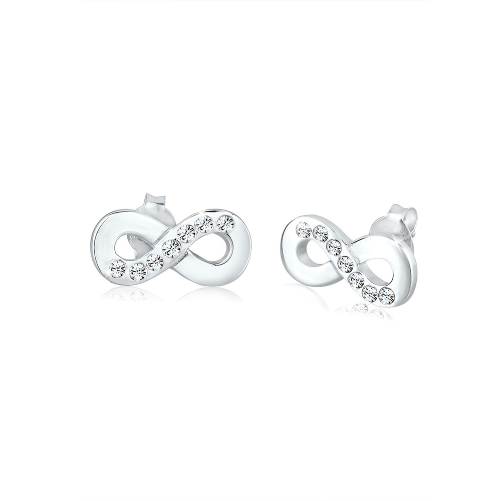 Elli Elli Boucles d'Oreilles Femme Motif Infinity Simplement avec Cristaux en Argent S Boucles d'oreilles