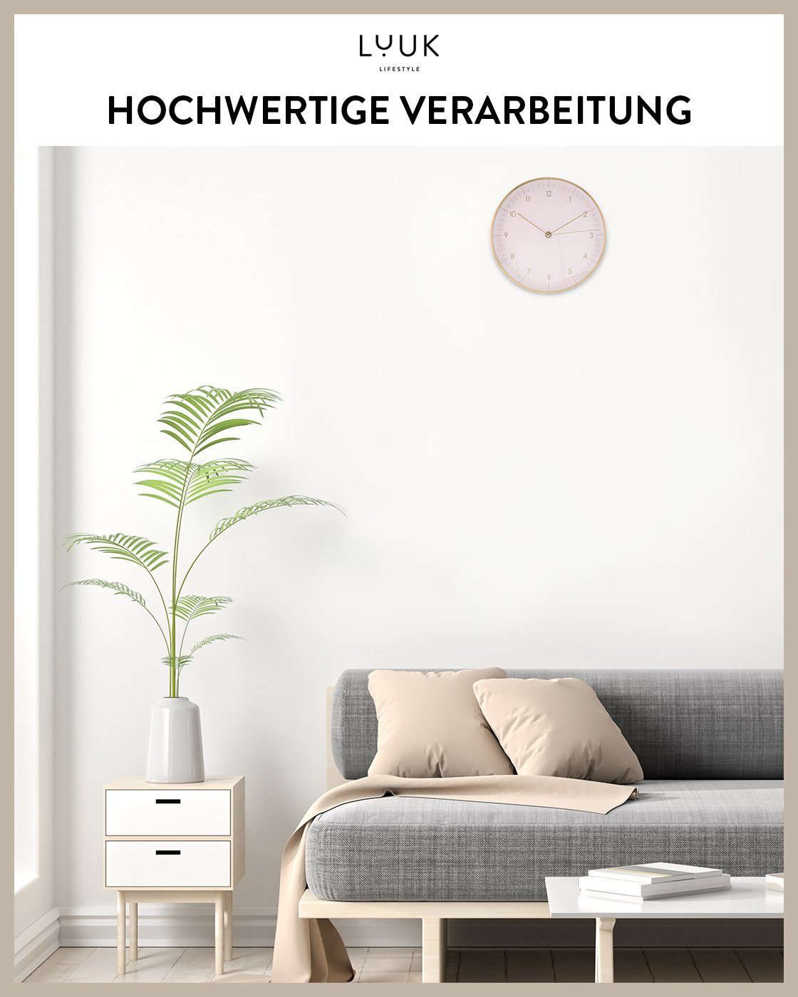 LUUK LIFESTYLE Wanduhr Helsinki (lautlos und ohne Ticken, modernes & skandinavisches Design)