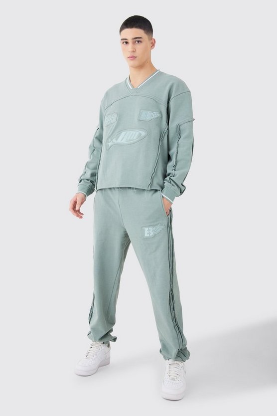 Kastiger Oversize Sport Sweatshirt-Trainingsanzug