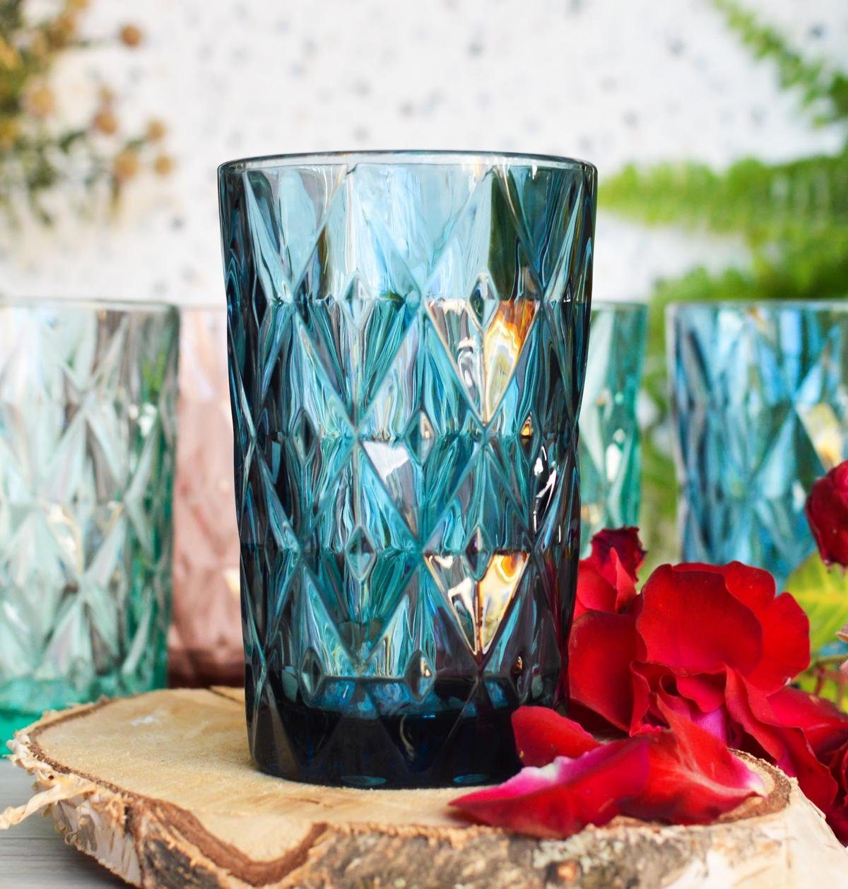 Sendez Longdrinkglas 6 Bunte Trinkgläser 350ml Wassergläser Saftgläser Longdrinkgläser Cocktailgläser, Glas