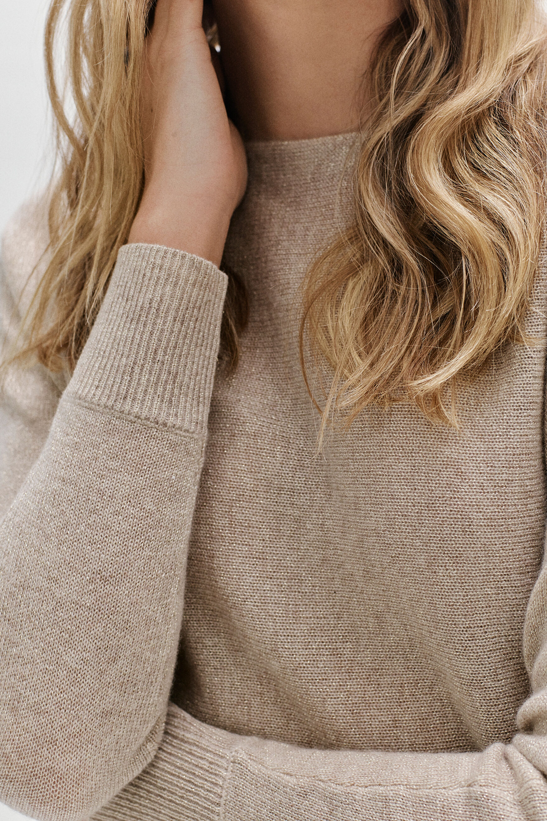pull amelia lurex beige femme