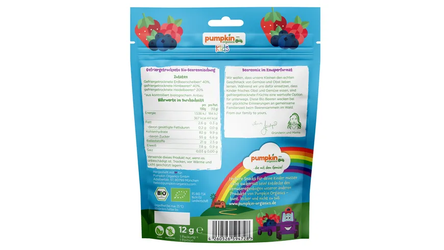 pumpkin organics Bio Beerenmix Fruchtchips 12 g