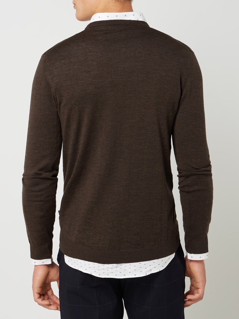 Pullover aus Merinowolle Modell 'Margrate' in dunkelbraun