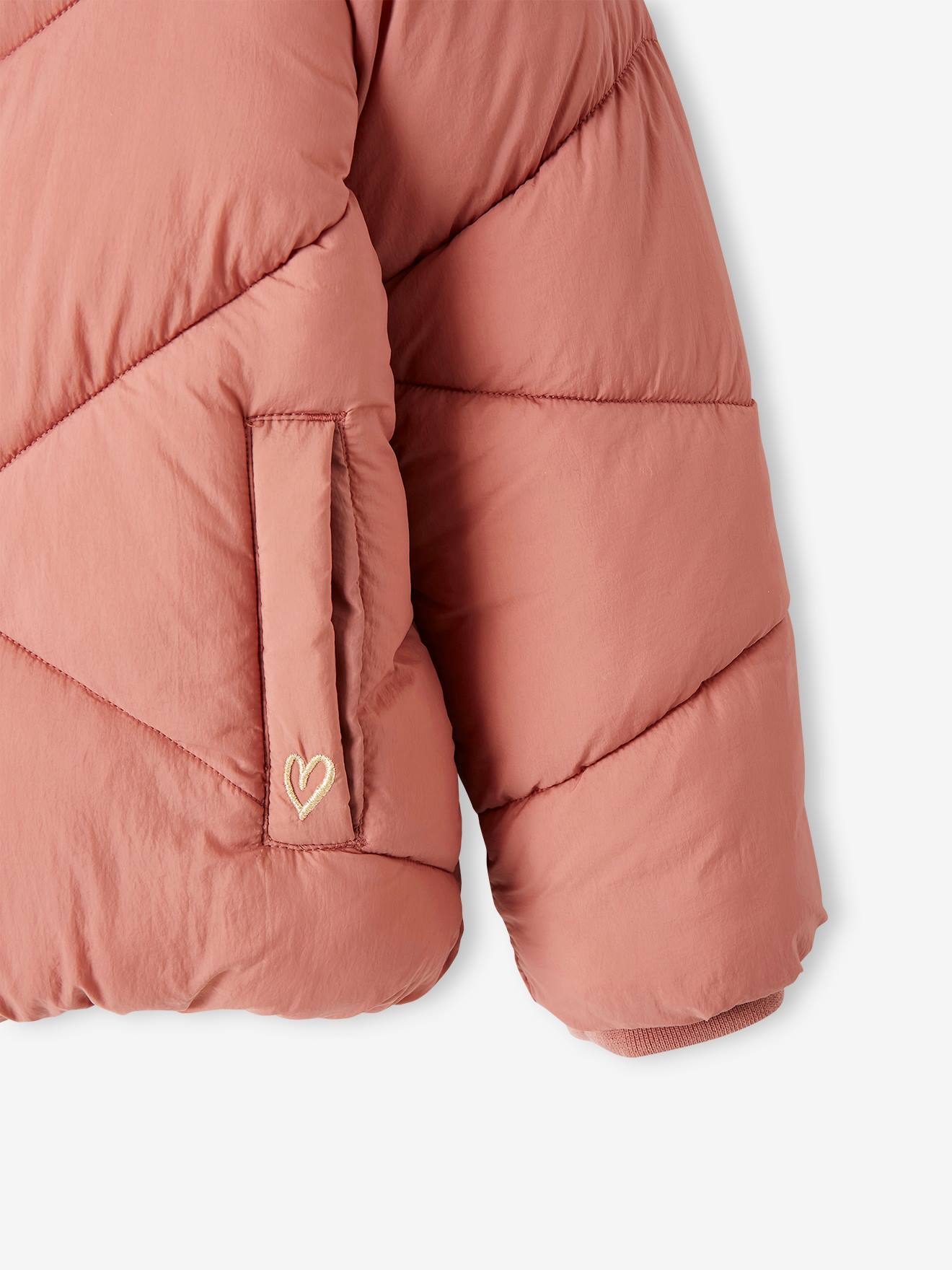 Vertbaudet Mädchen Steppjacke mit Kapuze & Recyclingmaterial - dunkelrosa