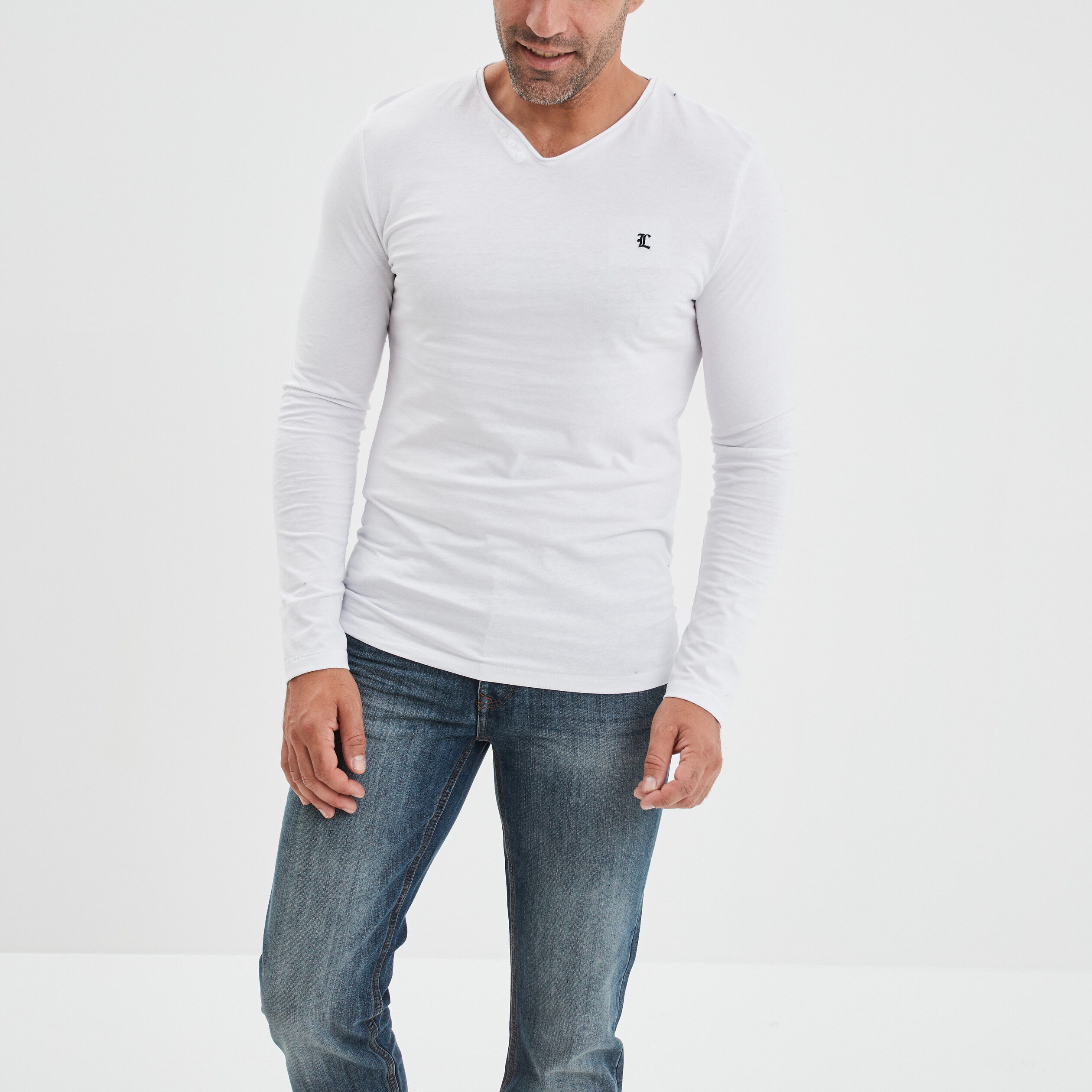 T-shirt manches longues Liberto blanc homme | La Halle