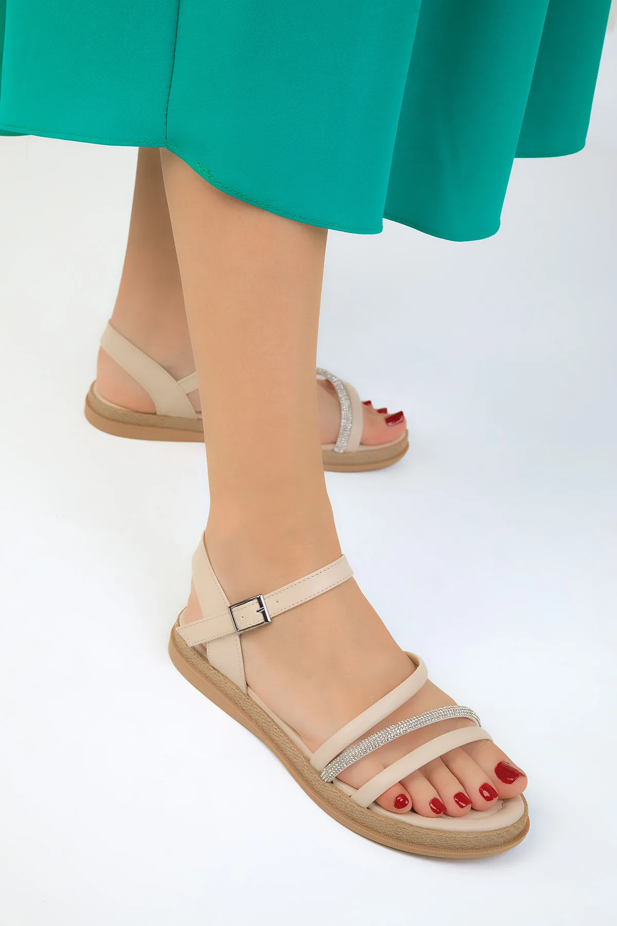 SOHO  Beige Damensandalen 18969